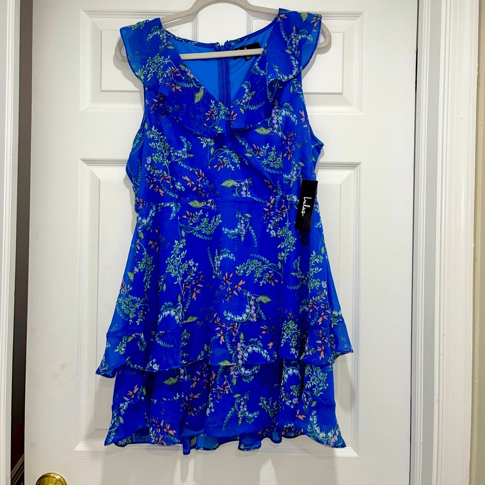 NEVER WORN Lulus Floral Blue Dress